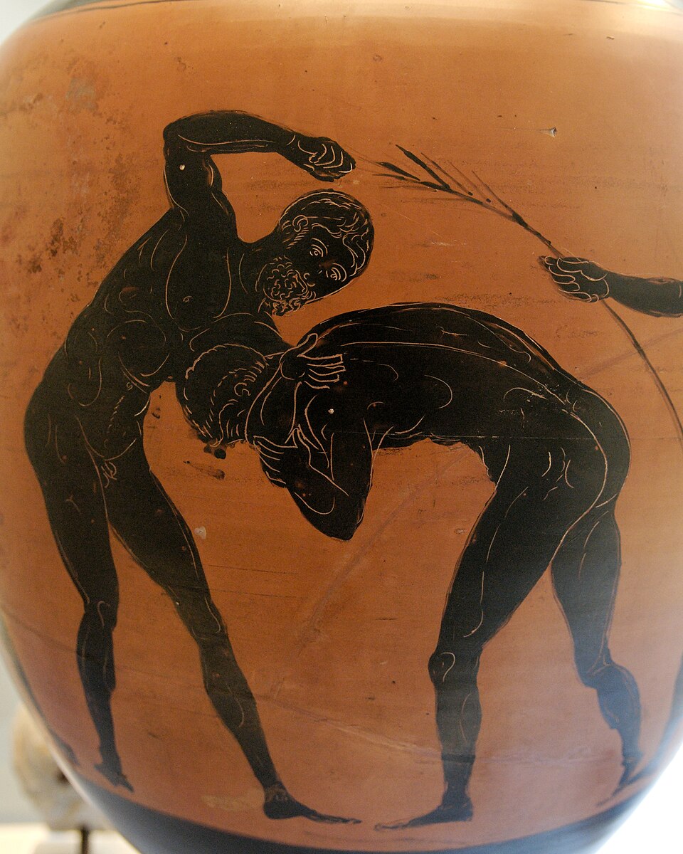 Ancient Greek pottery depicting pankration.